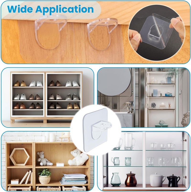 AUGHOA 12 PCS Shelf Support Pegs, Adhesive Shelf Bracket, Cabinet Shelf Clips, Shelf Holder Pins for Book Shelves Shoe Makeup Storage Closet Clapboard Layer - Image 5